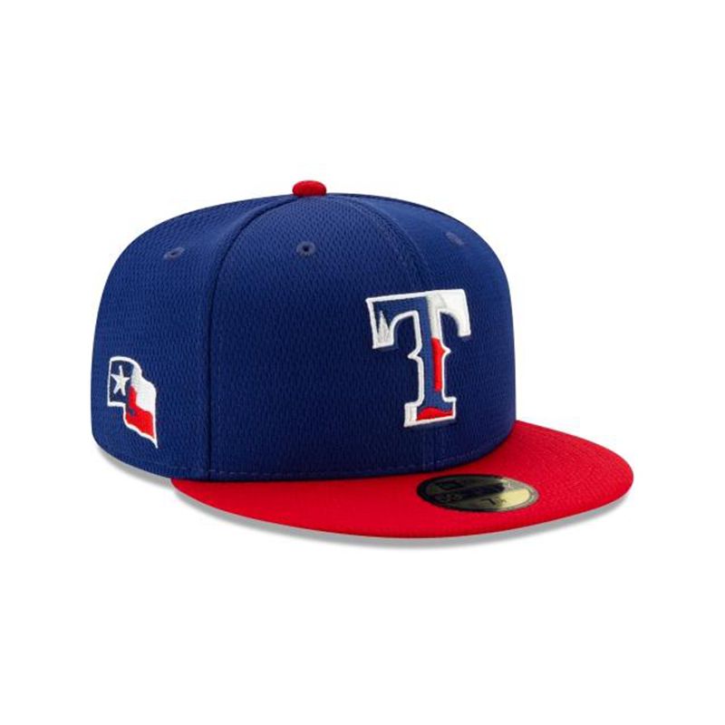 MLB Texas Rangers Batting Practice 59Fifty Fitted (QCB3187) - Blue New Era Caps